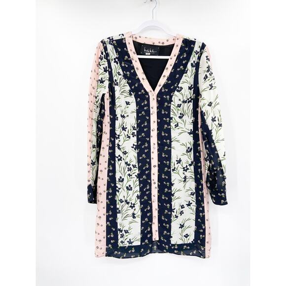 Nicole Miller Tulip Ditzy Floral Long Sleeve Button Down Dress Size 8 - Picture 3 of 8